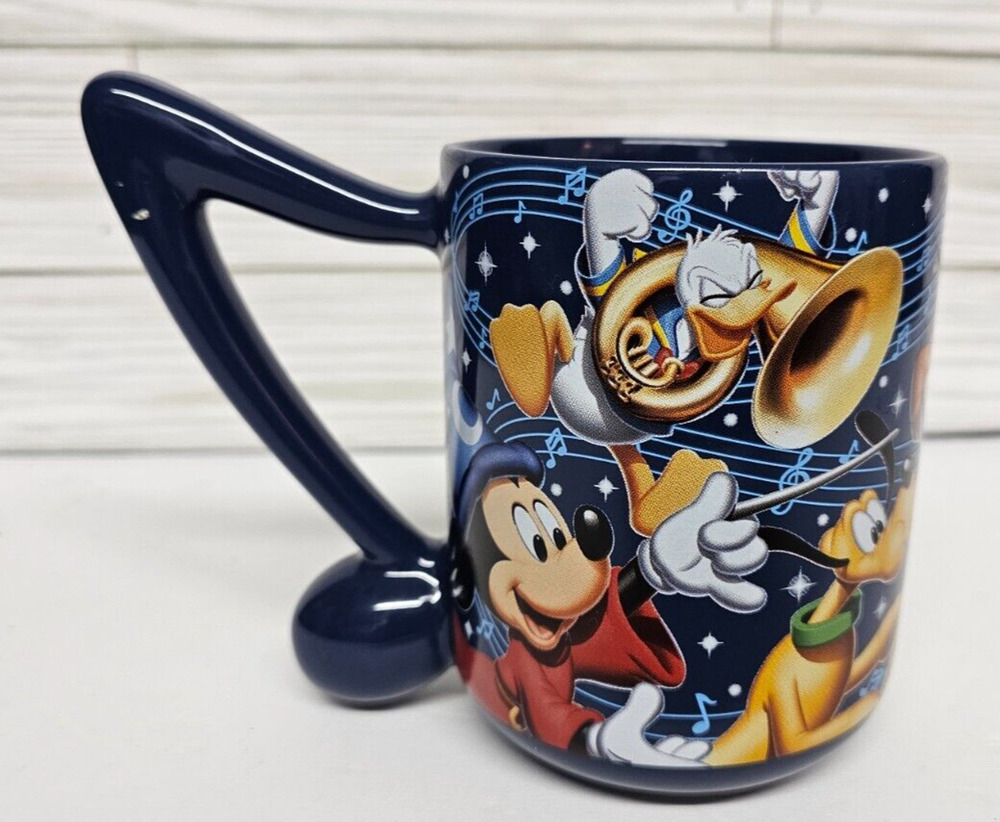 Walt Disney World 2016 Marching Band Blue Coffee Mug Note Handle Mickey Mouse
